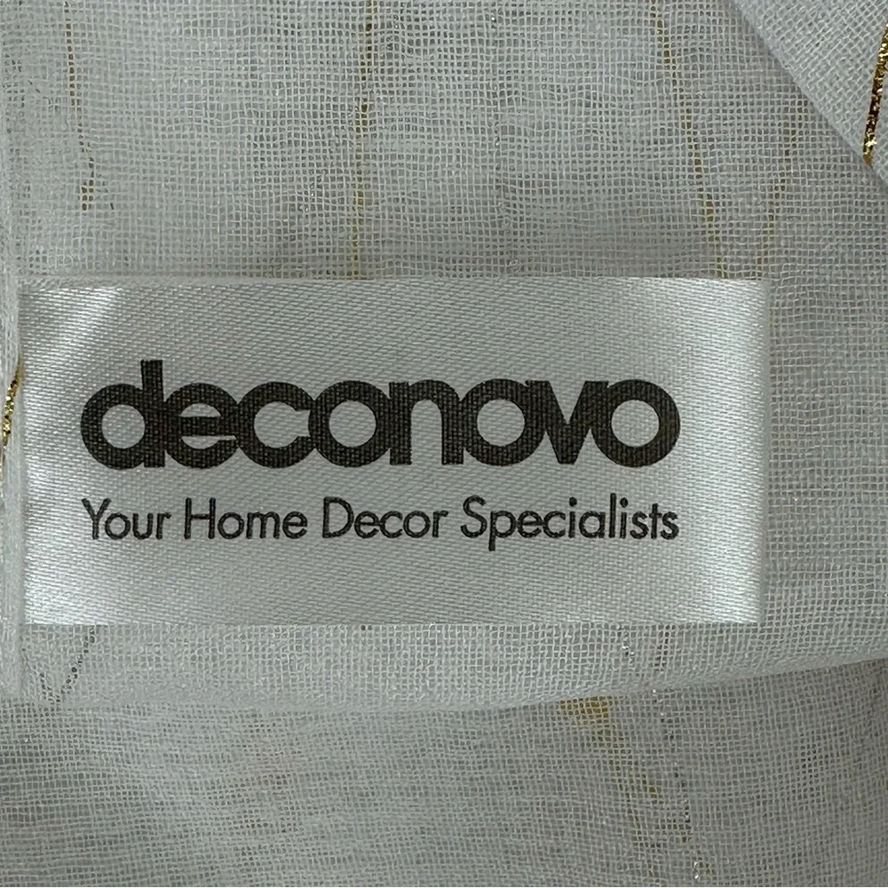 Deconovo Sheer White Gold Wave Line with Dots 2 Curtain Panels 52”W x 63”L
